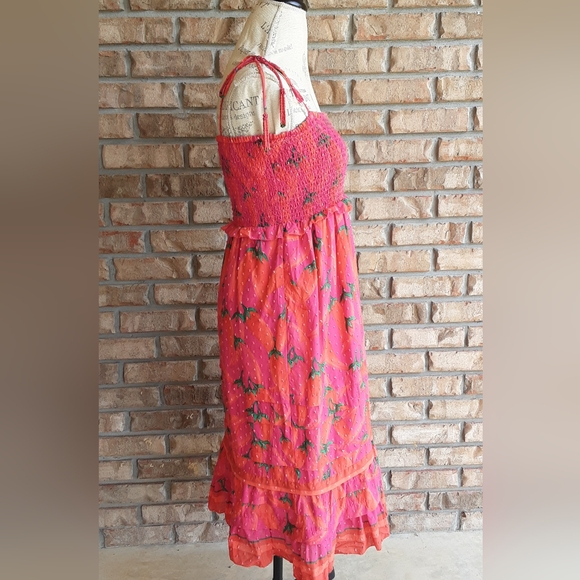 FARM Rio Red Pepper Ruffled Smocked Midi Sundress - Picture 7 of 15